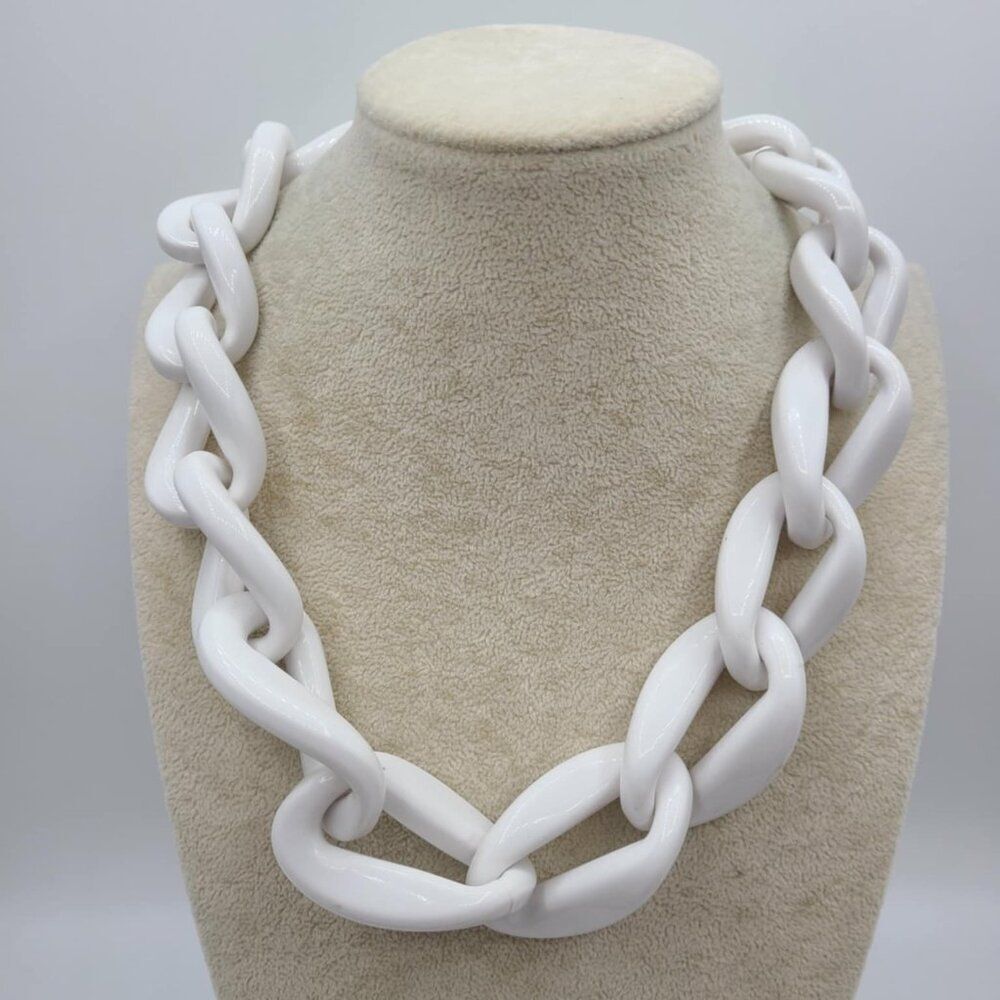 J Crew White Chunky White Lucite Chain Necklace